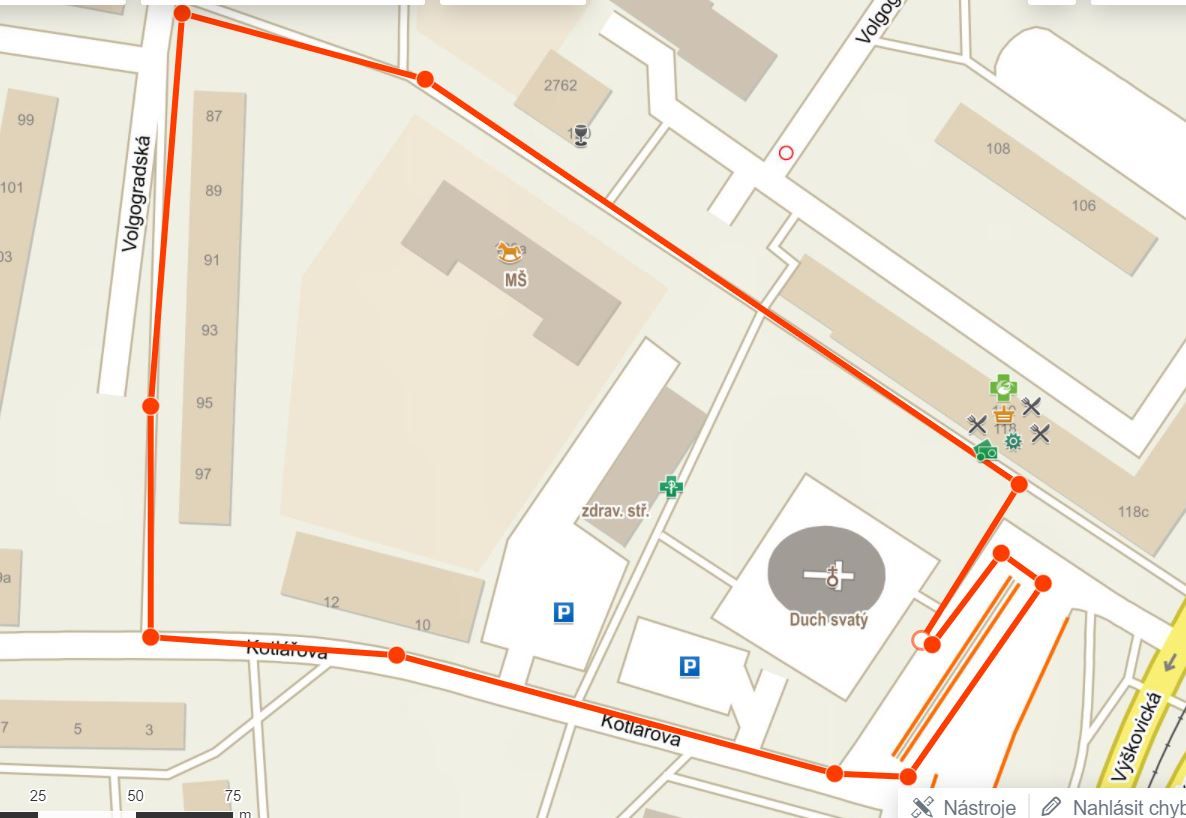 mapa bezbarierovy běh